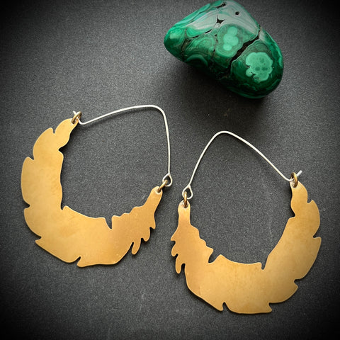 brass feather hoops